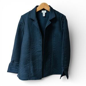 Classic Elements Quilted Black Blazer Jacket Size 8